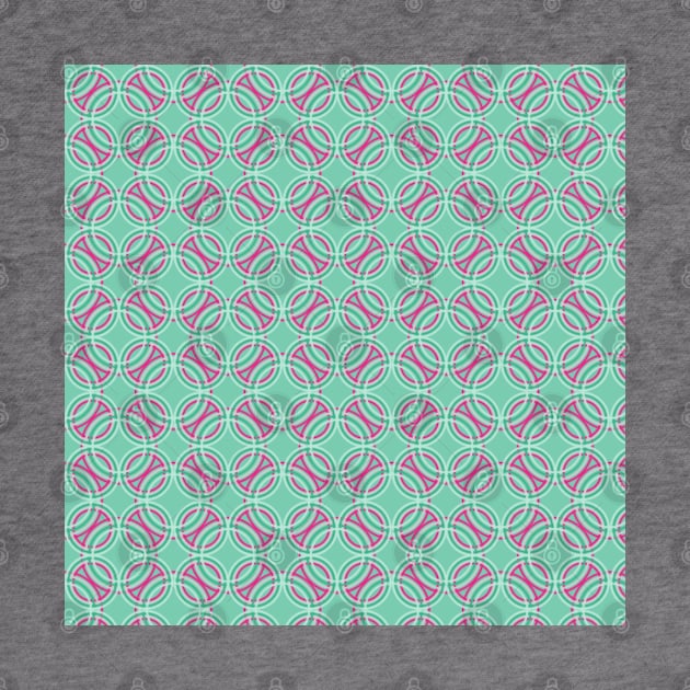 Mid Century Modern Circular Print Pattern Rings Dots Pink Mint by Shayna